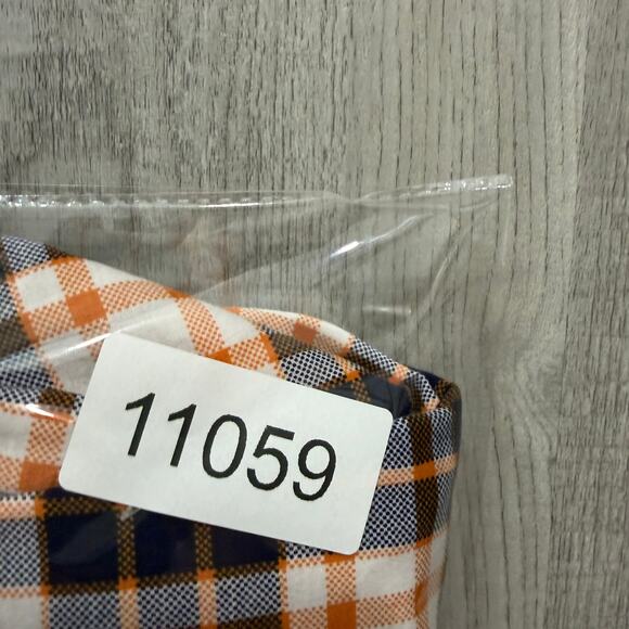 ButterCloth Shirt Men's Small Orange Blue Plaid Short Sleeve Button Preppy - Picture 8 of 8